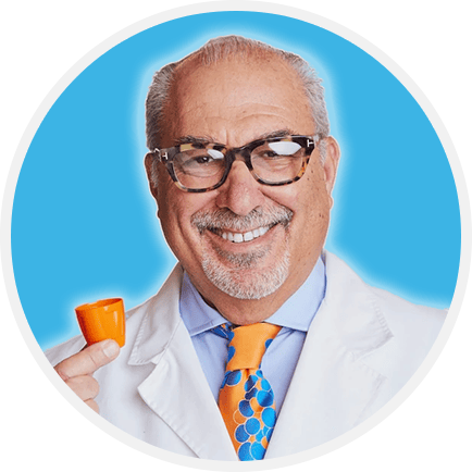 Dr. Harold Katz, DDS holding TheraBreath&trade; oral rinse cap